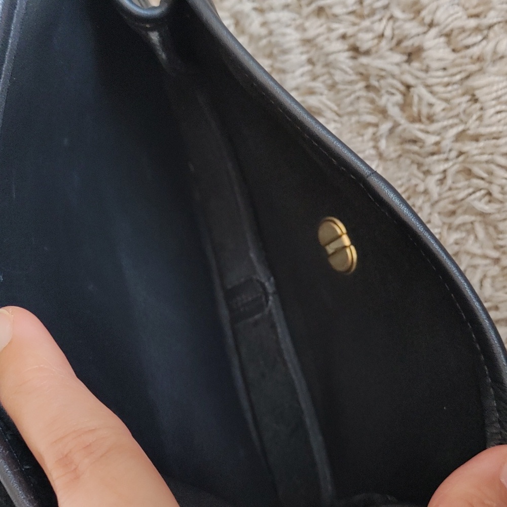 Classic Black Leather Shoulder Bag with Gold Hardware - Picture 9 of 13